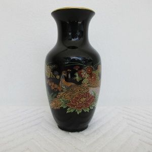 Gold Hand Painted 5" in. Vase Japanese Peacocks